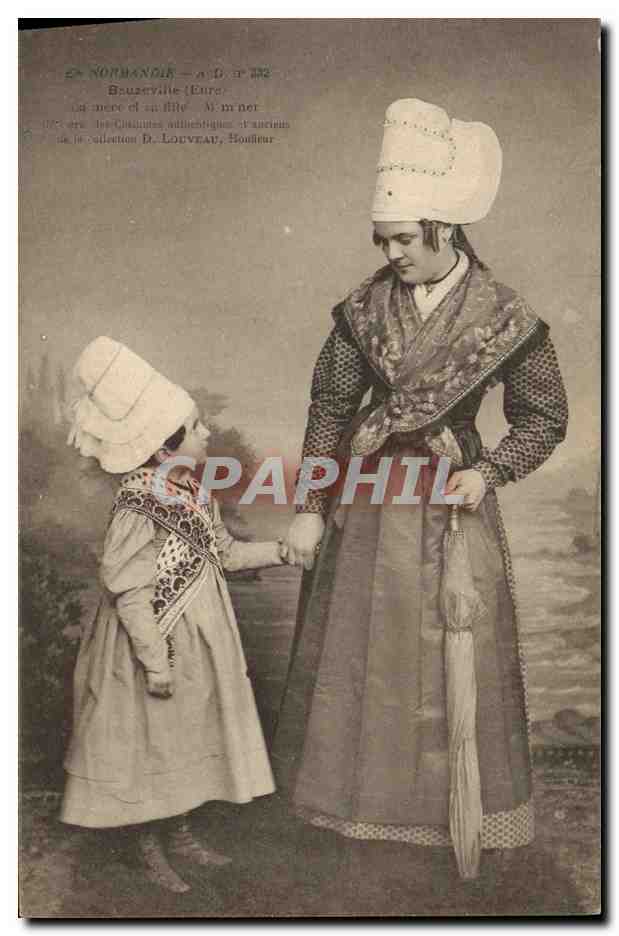 CPA Folklore Normandie Beuzeville La mere et sa fille 