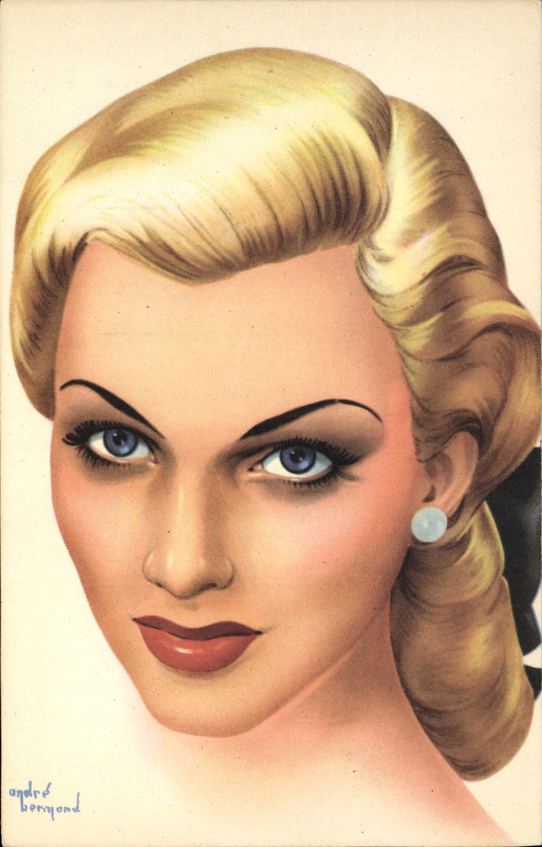 Portrait de femme blonde — style années 1950 — André Bérygond