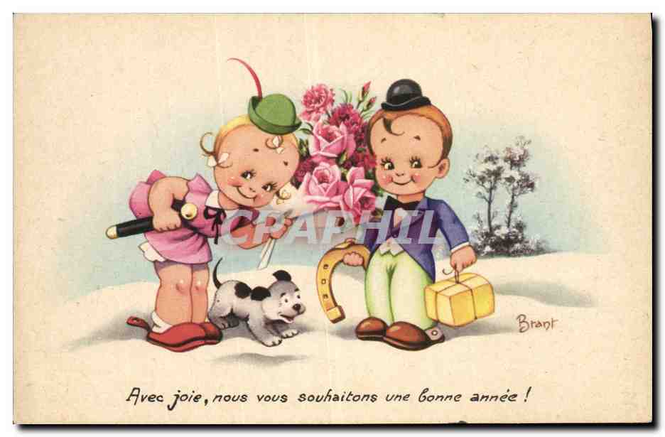 CPA Fantaisie Illustrateur Enfants Brant Chien