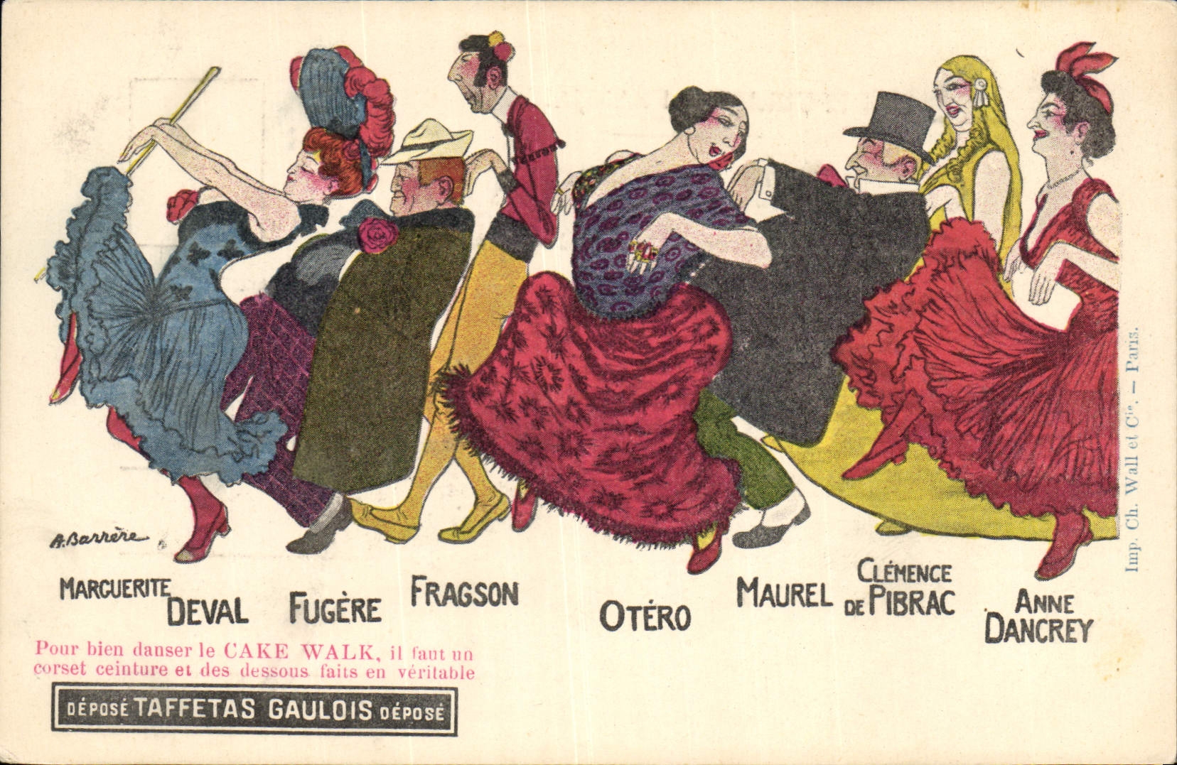 CPA Fantaisie Illustrateur Duval Fugere Fragson Otero Maurel Taffetas Gaulois