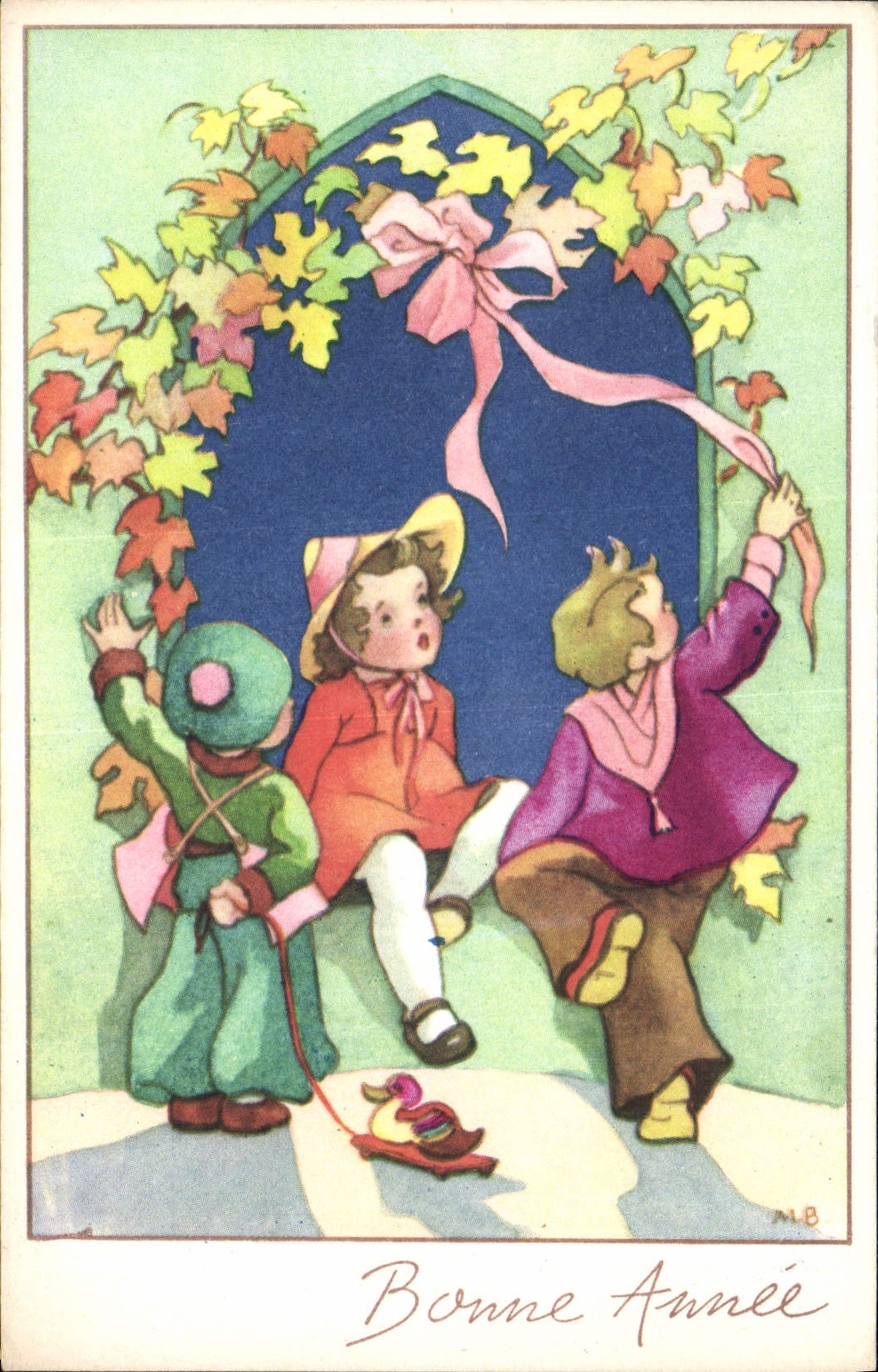 CPA Fantaisie Illustrateur Enfants Bonne annee