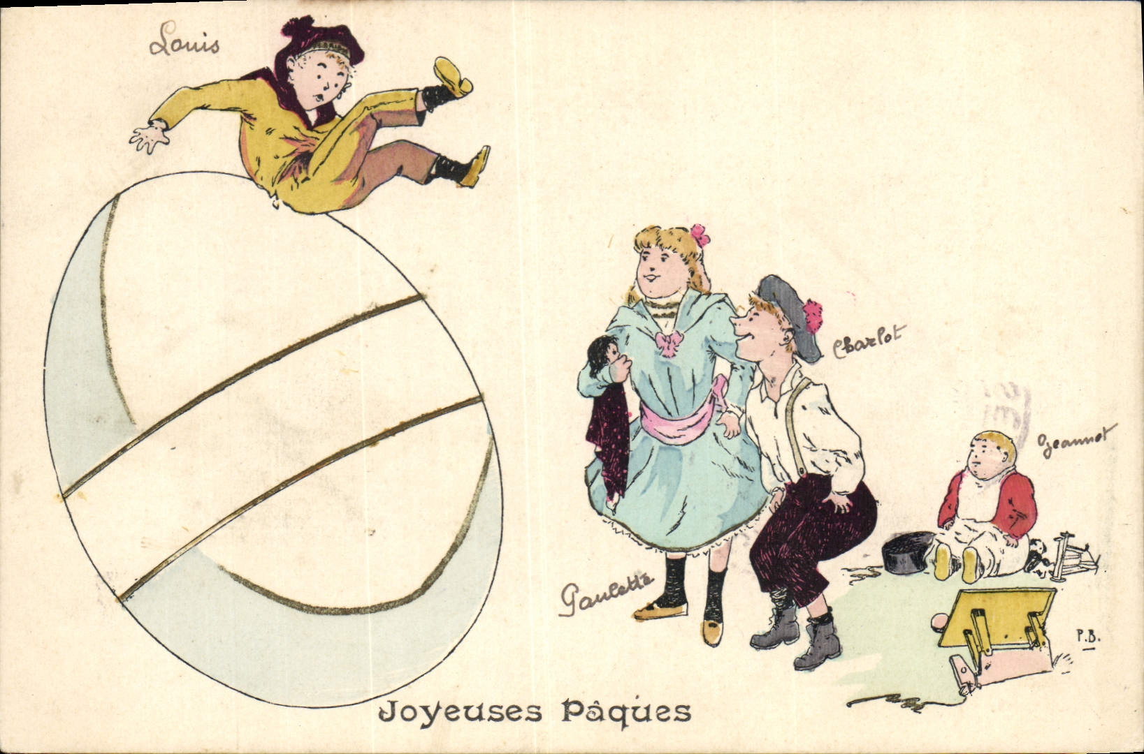 CPA Fantaisie Illustrateur Enfants Paques 