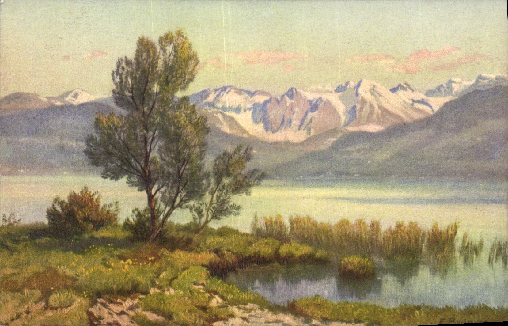 CPA Fantaisie Illustrateur Zurichsee und Waggitaler Berge 