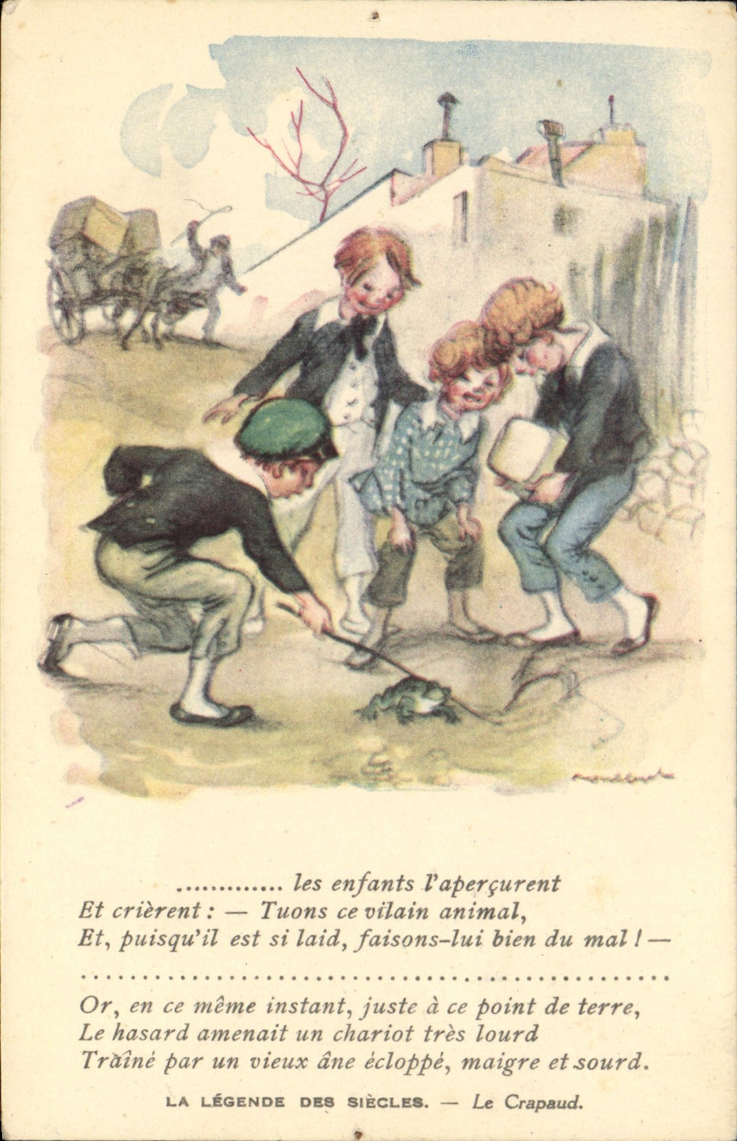 CPA Fantaisie Illustrateur Poulbot Victor Hugo La legende des siecles Le Crapaud Grenouille 
