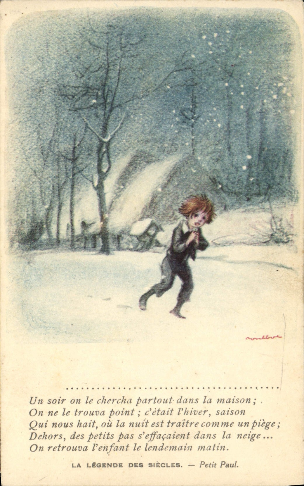 CPA Fantaisie Illustrateur Poulbot Victor Hugo La legende des siecles Petit Paul 