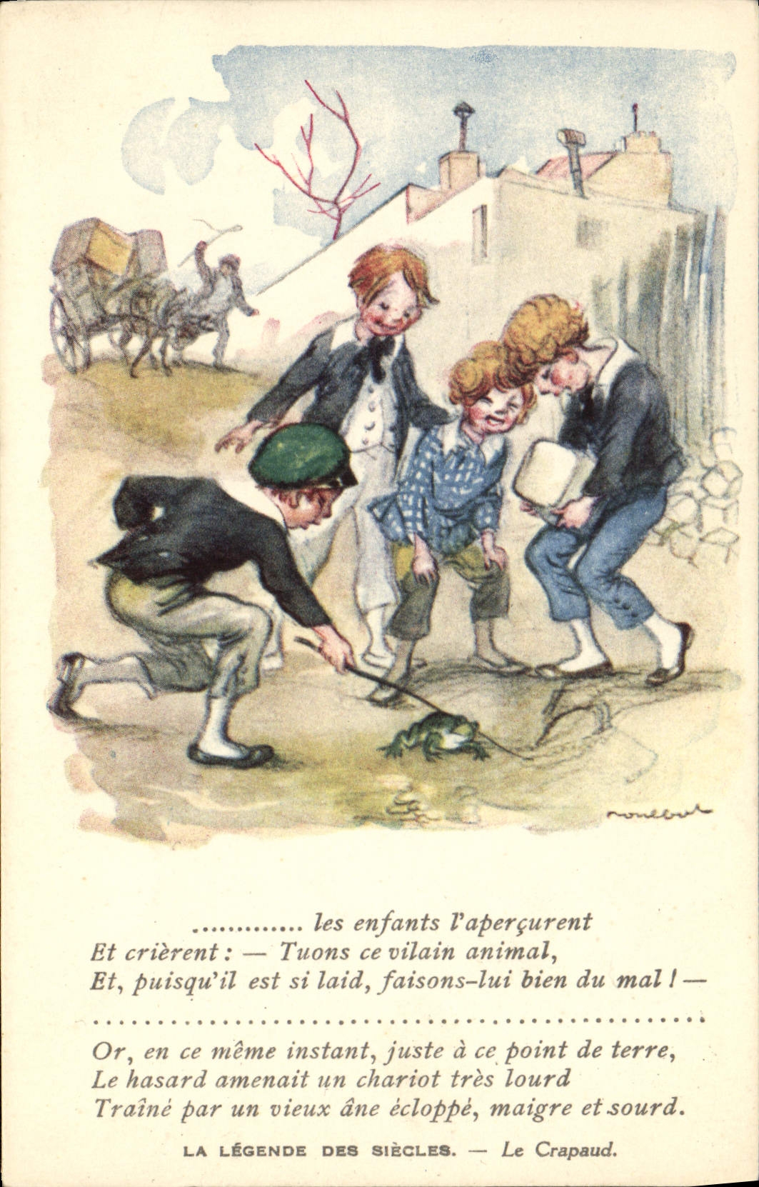 CPA Fantaisie Illustrateur Poulbot Victor Hugo La legende des siecles Le crapaud Grenouille 