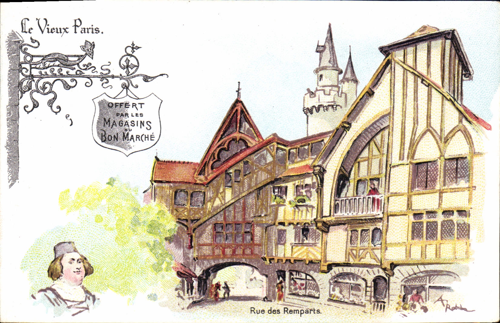 CPA Fantaisie Illustrateur Au Bon Marche Vieux Paris Rue des remparts 