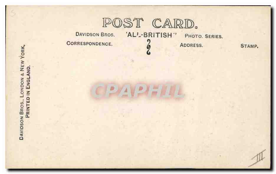 Son Altesse Royale George V — en costume royal — éditeur Davidson Bros. série 'AL'-BRITISH — Verso
