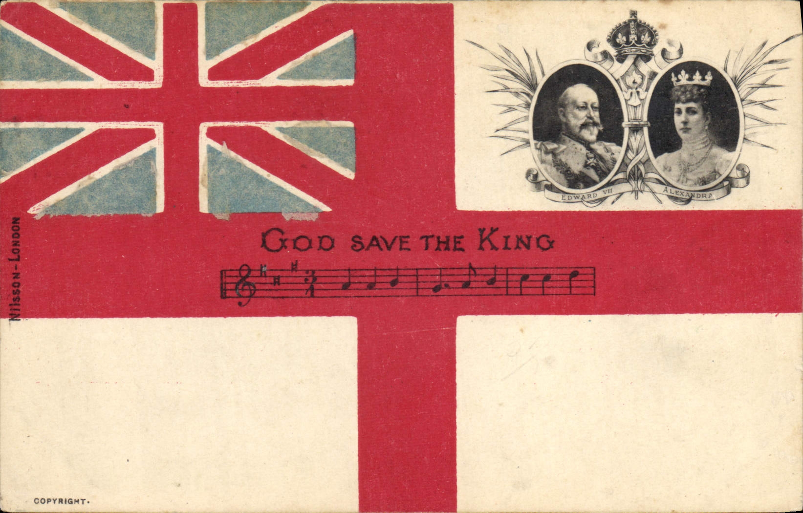 Union Jack — portrait d'Edward VII et Alexandra — éditeur Nilsson-London
