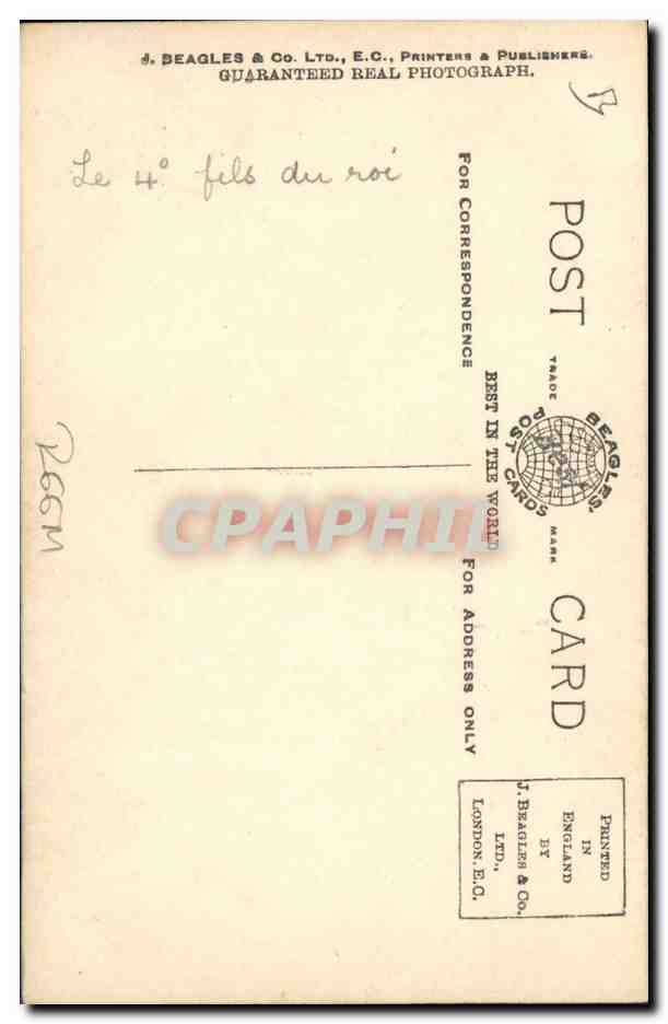 H.R.H. Prince George — Portrait — Beagles Portcards 269.S — Verso