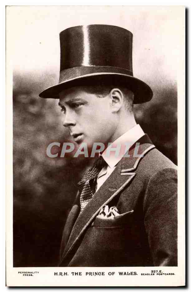 H.R.H. The Prince of Wales — en costume formel avec chapeau haut de forme — Beagles' Postcards n°327.E