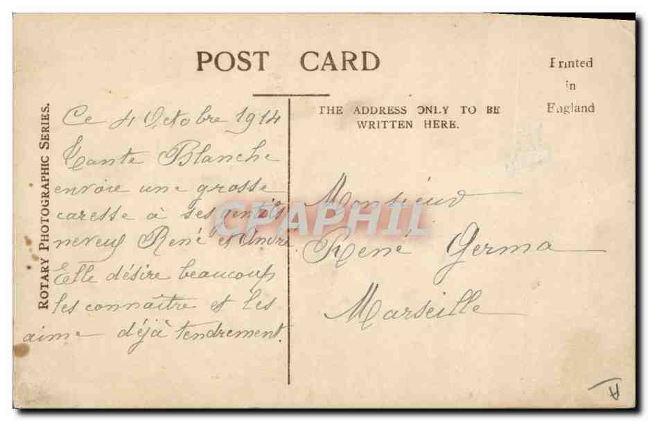 H.M. KING GEORGE V — portrait militaire — Rotary Photo. E.C. n° 4 A — Verso
