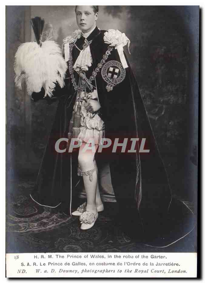 Le Prince de Galles — en costume de l'Ordre de la Jarretière — W. a. D. Downey, photographe à la Royal Court, Londres