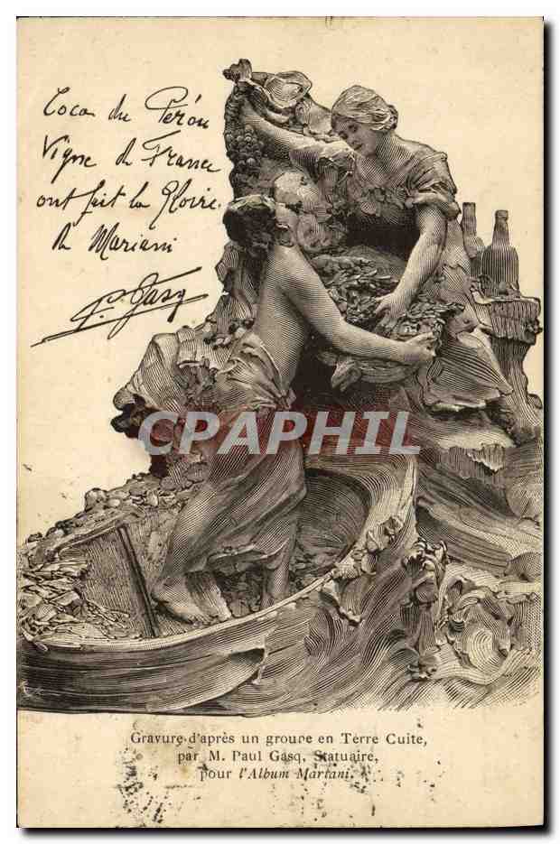 CPA Fantaisie Illustrateur Gravure d'apres un groupe en terre cuite Paul Gas Statuaire Album Marani