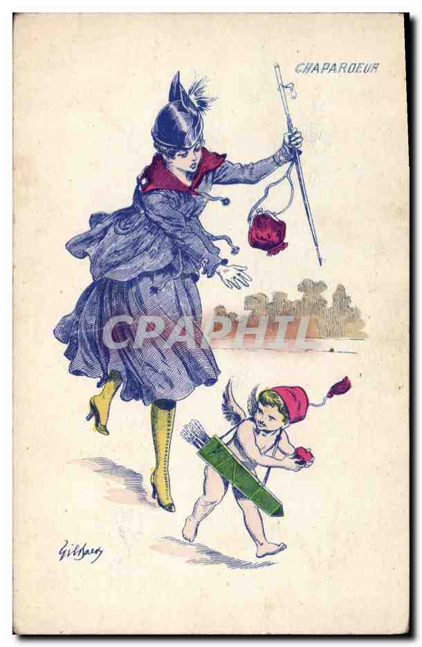 CPA Fantaisie Illustrateur Femme Chapardeur Ange 