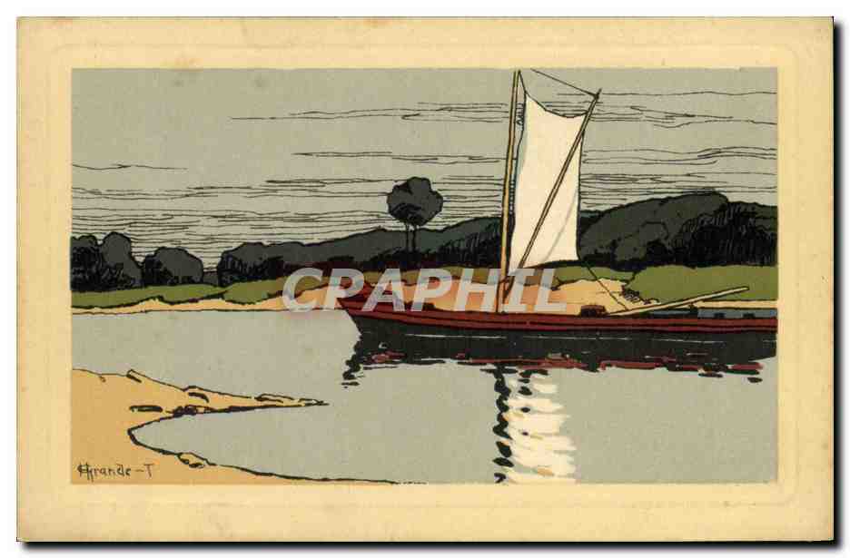 CPA Fantaisie Illustrateur Bateau Barque 