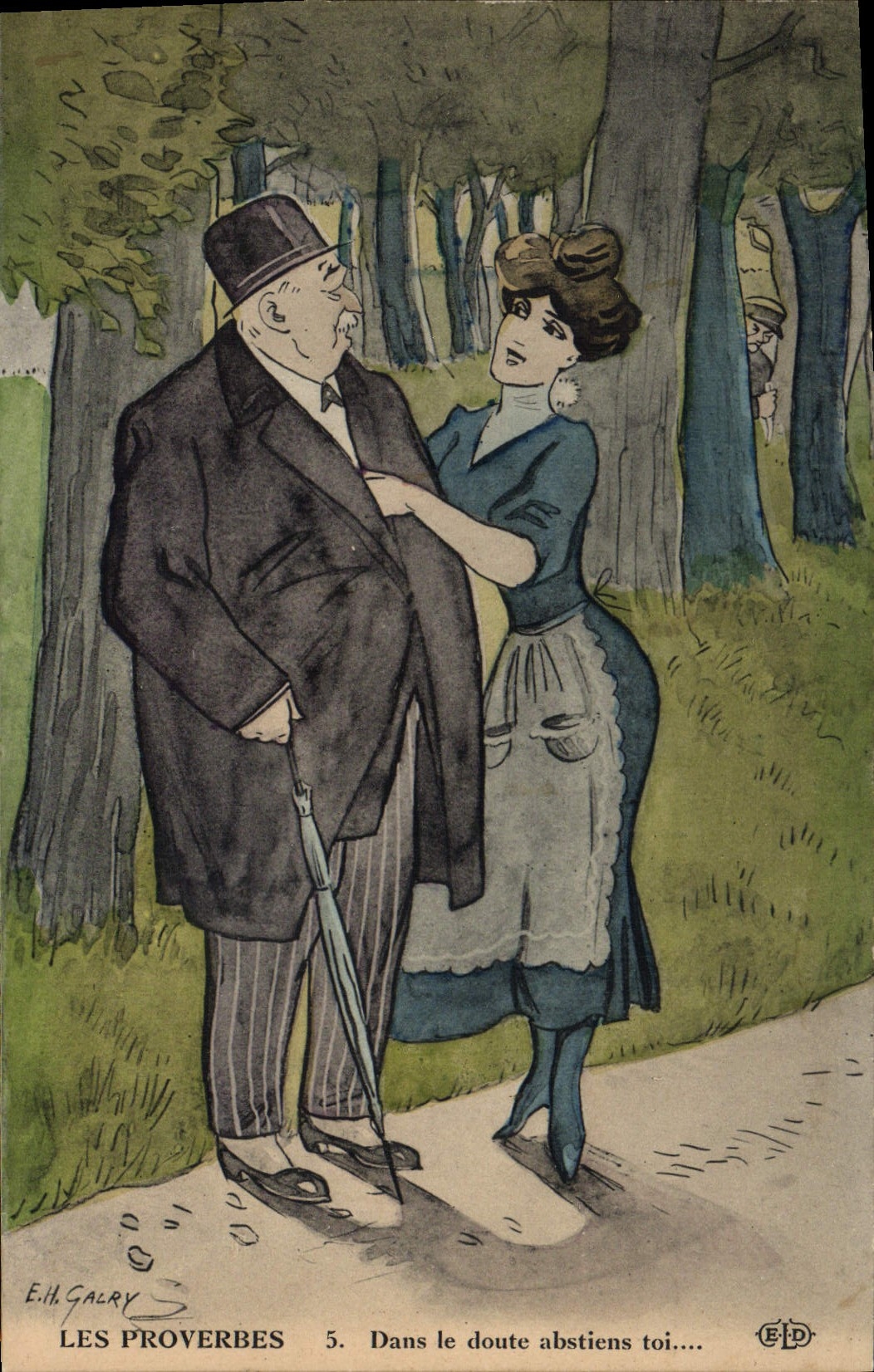 CPA Fantaisie Illustrateur Les proverbes Dans le doute abstiens toi