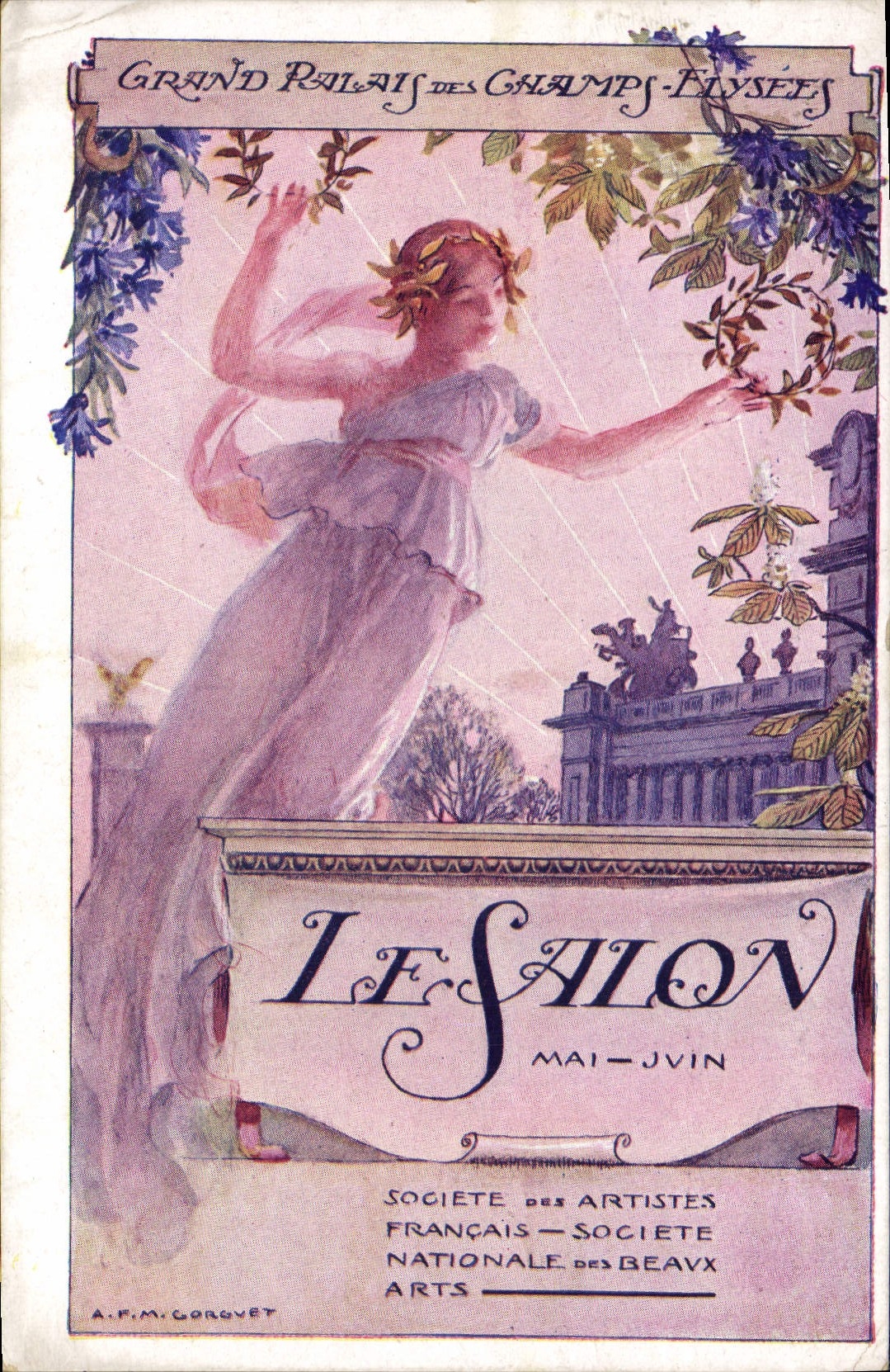 CPA Fantaisie Illustrateur Femme Grand Palais des Champs Elysees Le Salon Mai Juin Gorguet 