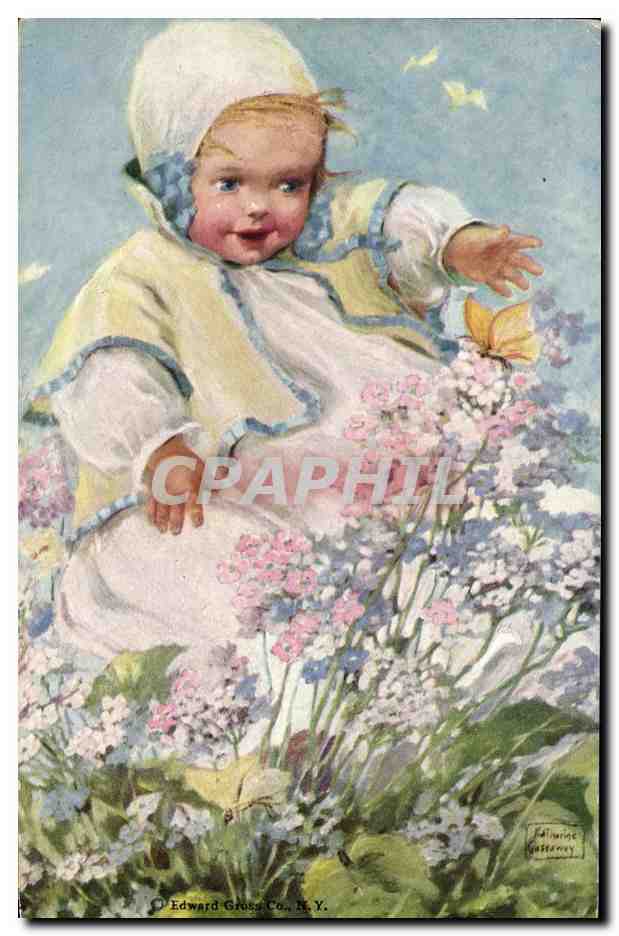 CPA Fantaisie Illustrateur Enfant Papillon