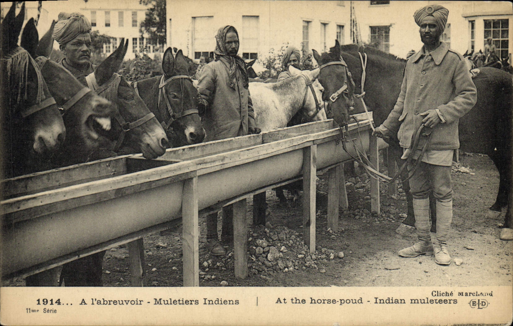 CPA Militaria A l'abreuvoir Muletiers Indiens