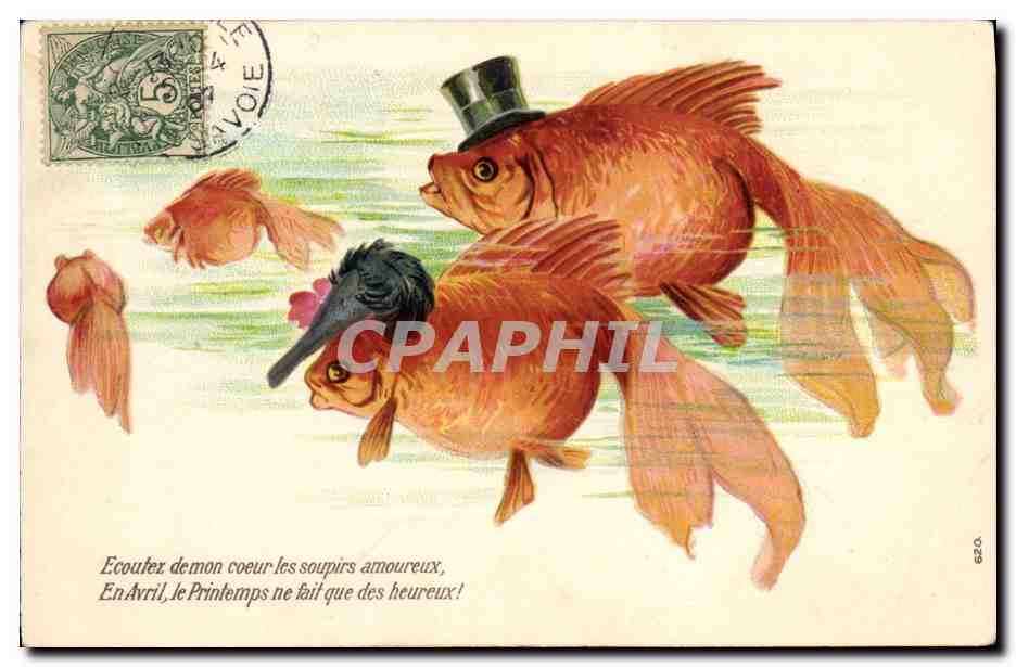 Goldfish amoureux — Poème d'amour — Éditeur non identifié, n° 620