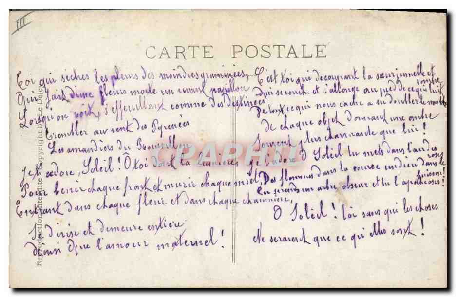 CPA Theatre Edmond Rostand Chantecler L'hymne au soleil — Verso