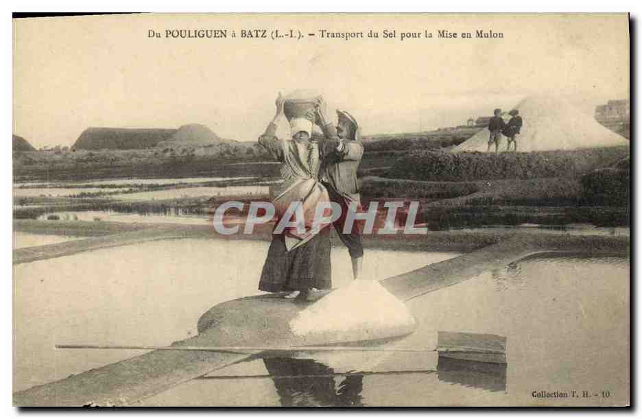Du POULIGUEN à BATZ (L.-I.) — Transport du Sel pour la Mise en Mulon — Collection T. H. - 10