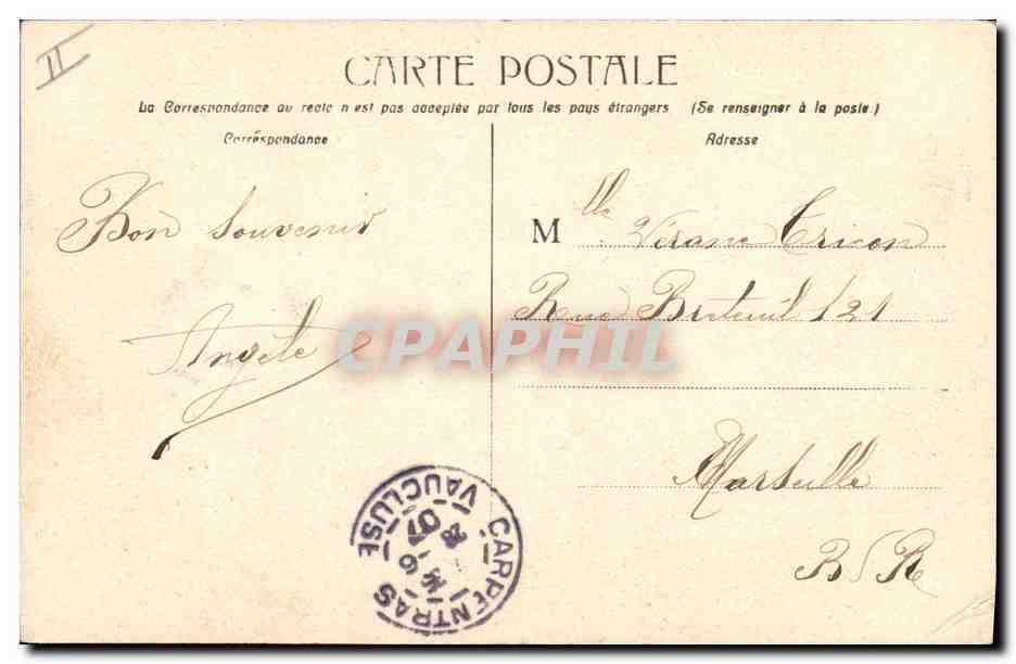 CPA Banque Carpentras Le nouvel Hotel de la Caisse d'Epargne  — Rückseite