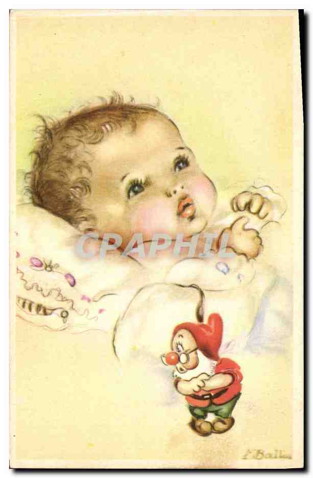 CPA Fantaisie Illustrateur Enfant Bebe Walt Disney Blanchet Neige et les Sept Nains 
