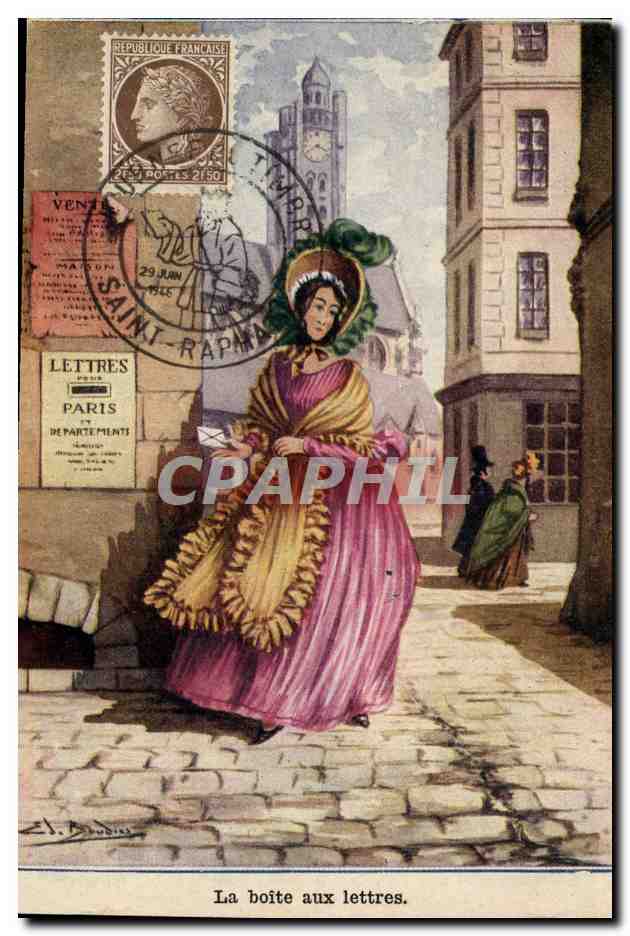 CPA Fantaisie Illustrateur Saint Raphael L'ile d'Or La boite aux lettres