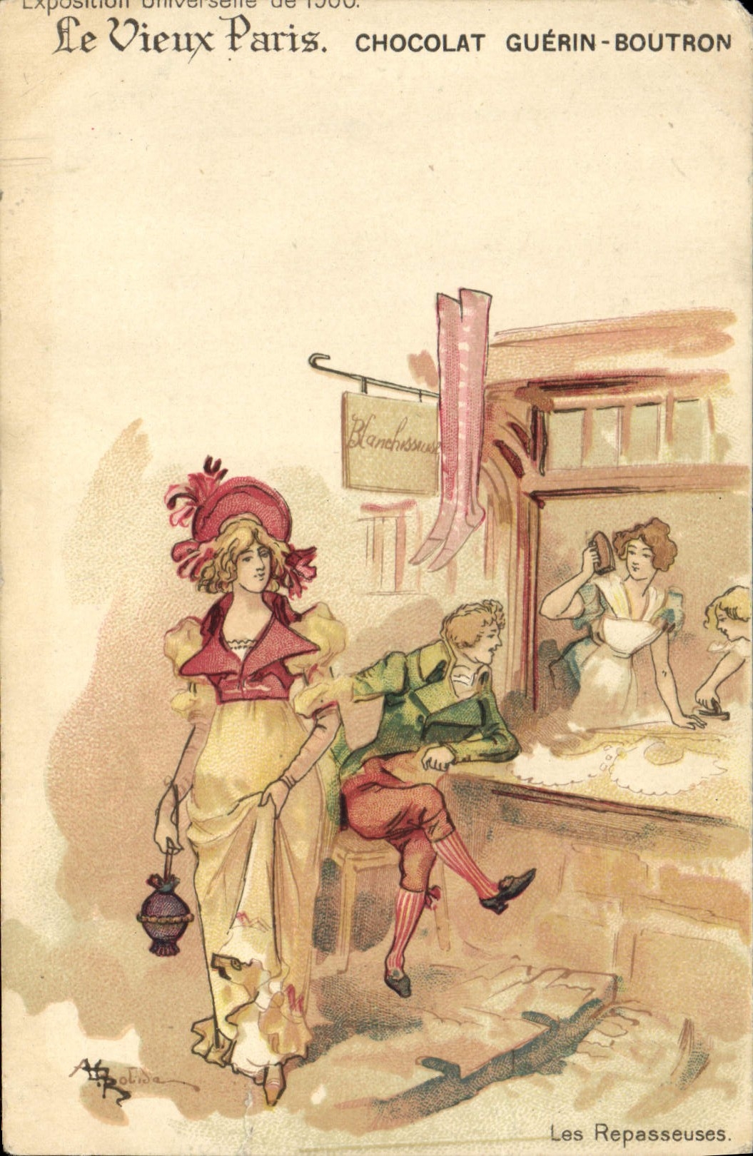 CPA Le Vieux Paris Exposition universelle de 1900 Chocolat Guerin Boutron Les repasseuses