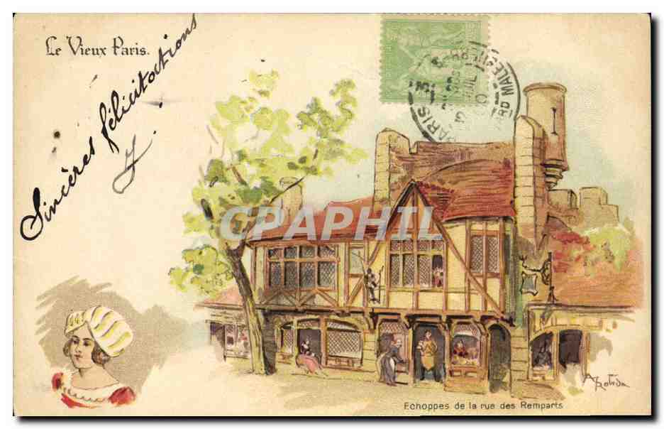 Échoppes de la rue des Remparts — Le Vieux Paris — éditeur A. Robin