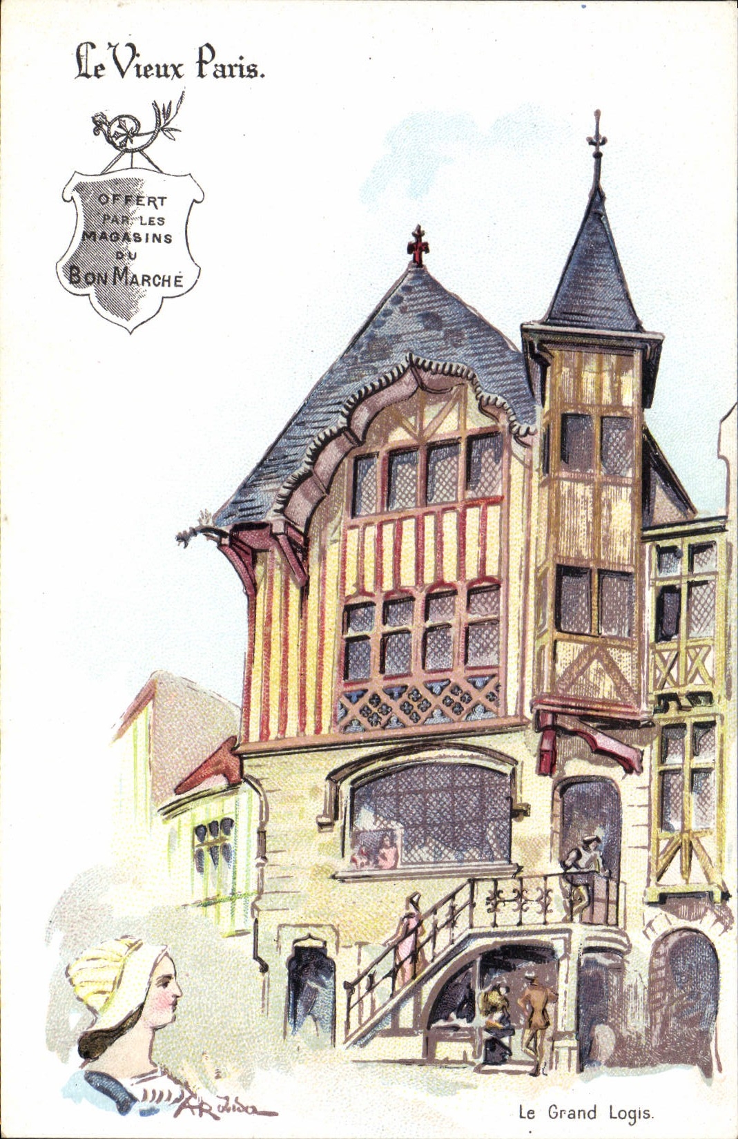 Le Grand Logis — illustration de style ancien — offerte par les Magasins du Bon Marché