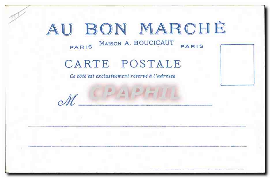 Le Grand Logis — illustration de style ancien — offerte par les Magasins du Bon Marché — Verso