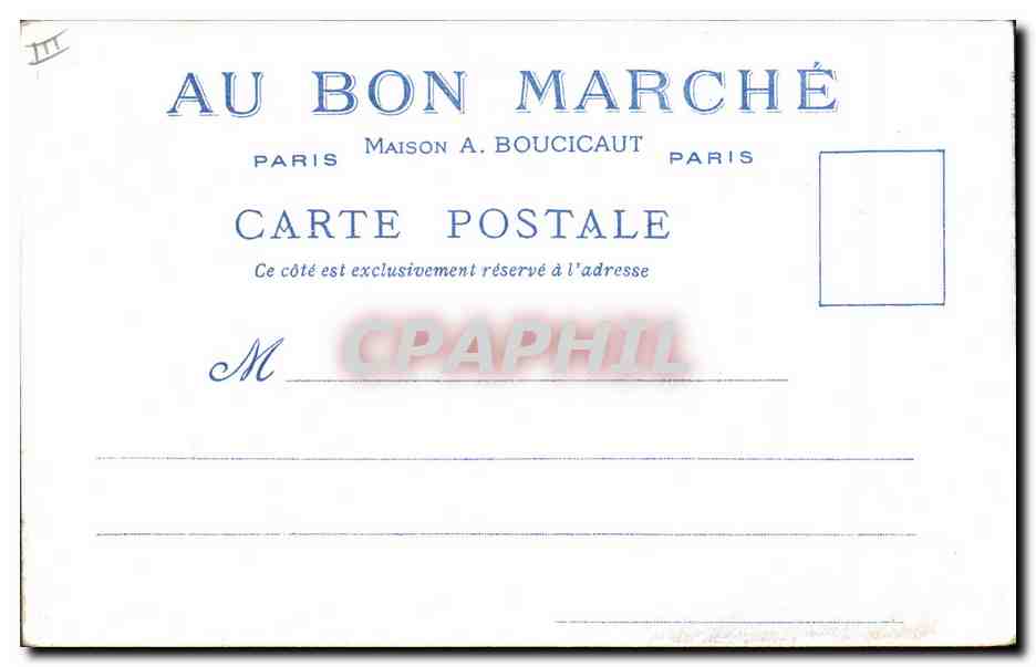 Cour du Pré aux Clercs — Paris — Offerte par les Magasins du Bon Marché — Verso