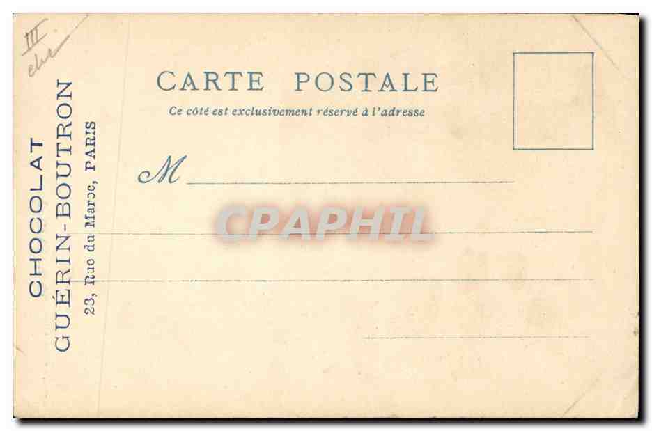 CPA Le Vieux Paris Exposition universelle de 1900 Chocolat Guerin Boutron Musique populaire — Rückseite