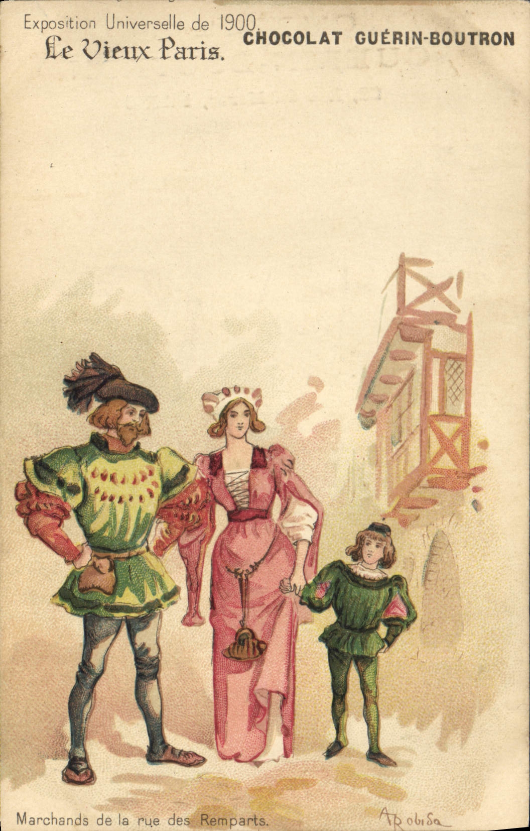 Marchands de la rue des Remparts — Exposition Universelle de 1900 — Chocolat Guérin-Boutron