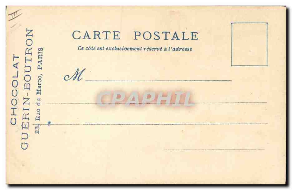 Marchands de la rue des Remparts — Exposition Universelle de 1900 — Chocolat Guérin-Boutron — Reverso