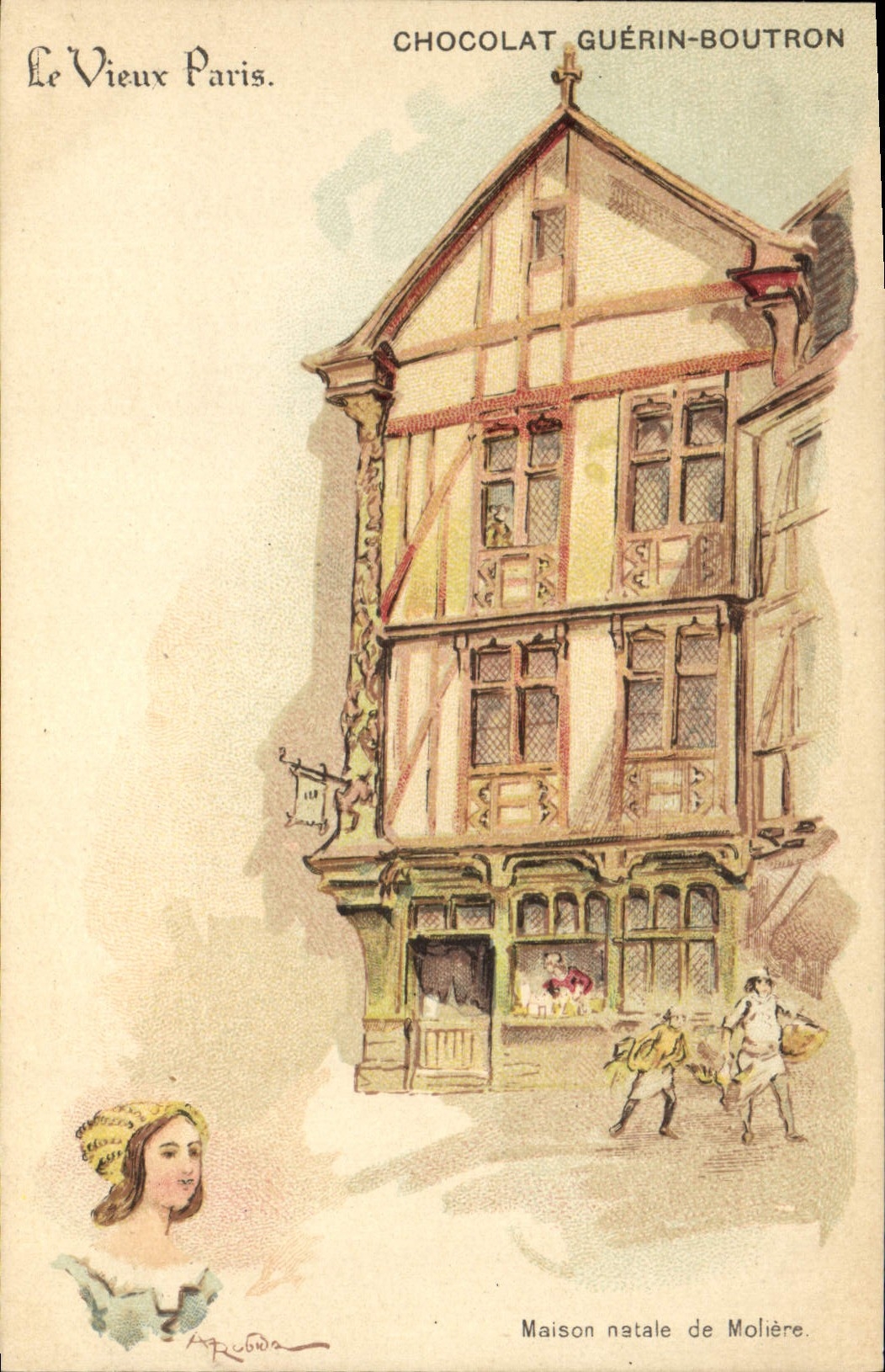 CPA Le Vieux Paris Au Bon Marche Chocolat Guerin Boutron Rue du Maroc Maison natale de Moliere