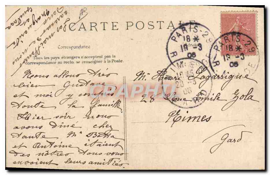 M. Cornwall et M. Brousse — Les membres du County Council à Paris — 1906 — Verso