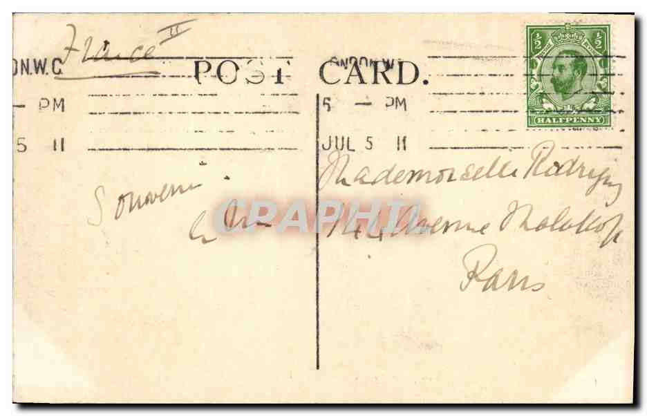 Coronation of King George V and Queen Mary — June 22, 1911 — The Young Princes' Carriage — LL. n°7 — Verso