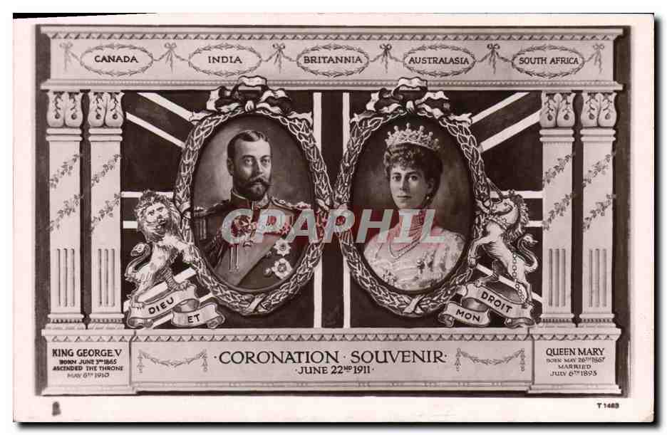 Roi George V et Reine Marie — Coronation Souvenir — Tuck's Post Card T 1483