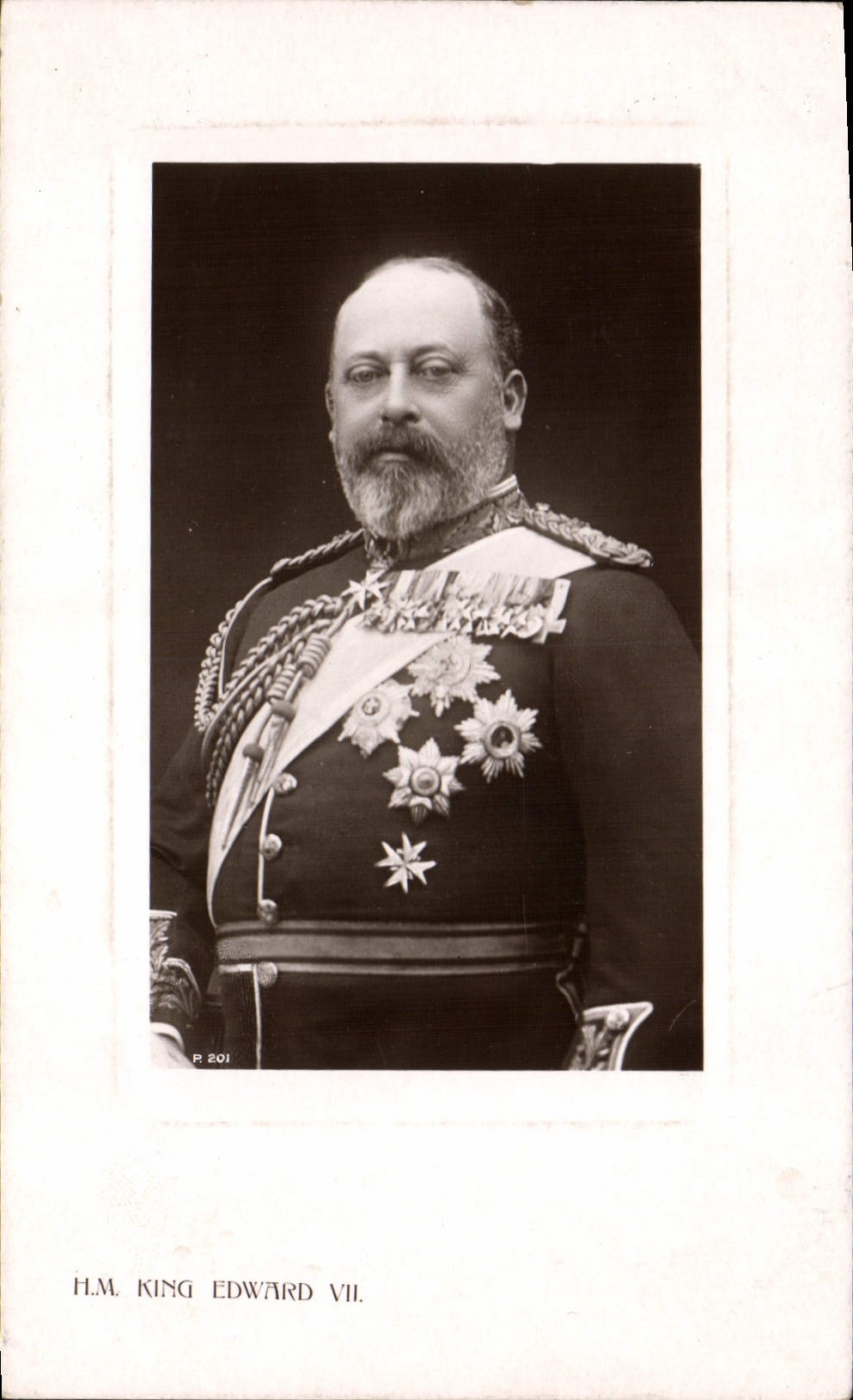 H.M. KING EDWARD VII — portrait en uniforme orné — Rotary Photo, E.C. n° P 201