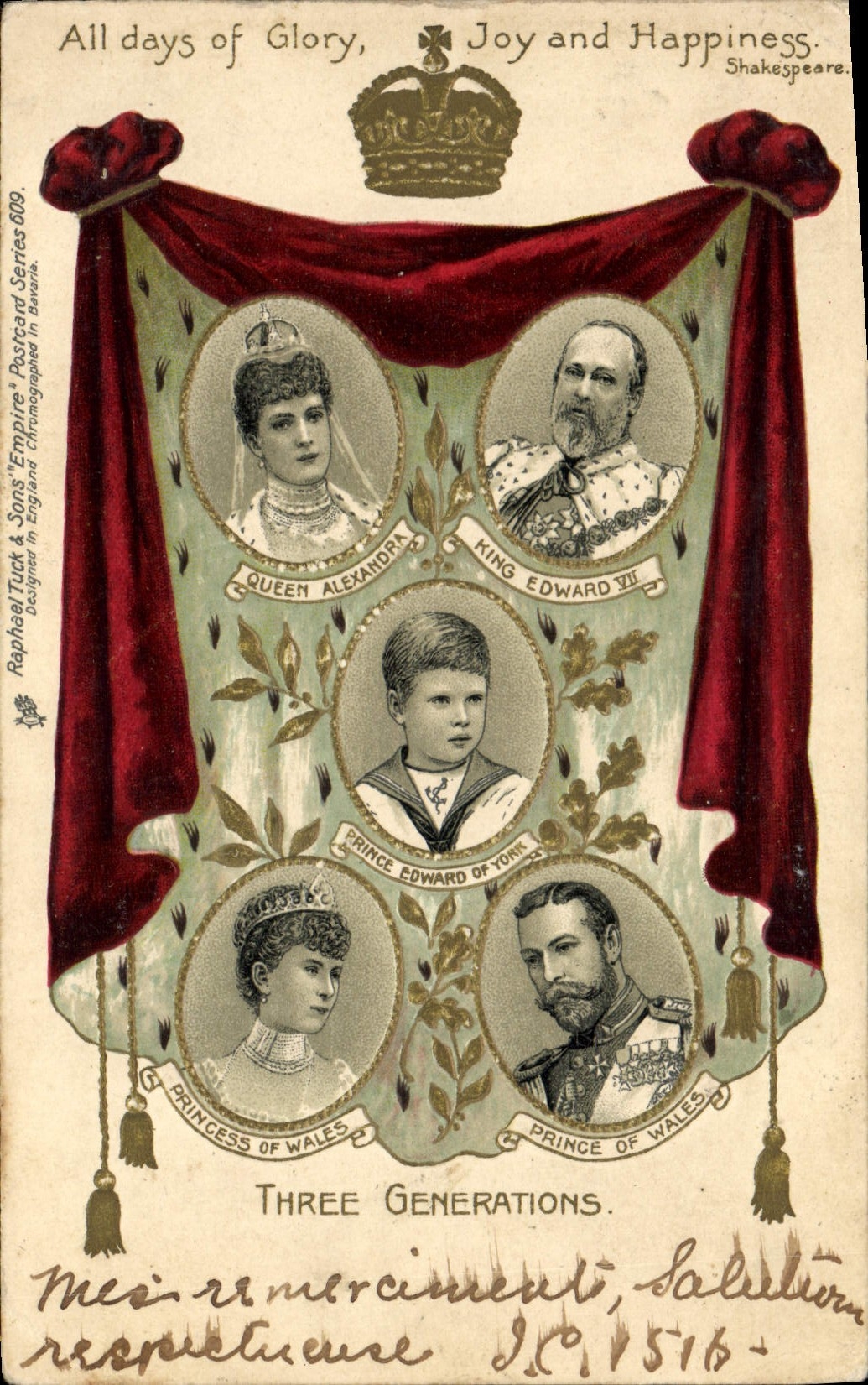 CPA Three generations Queen Alexandra King Edward VII Edward Princess of Wales Prince of Wales