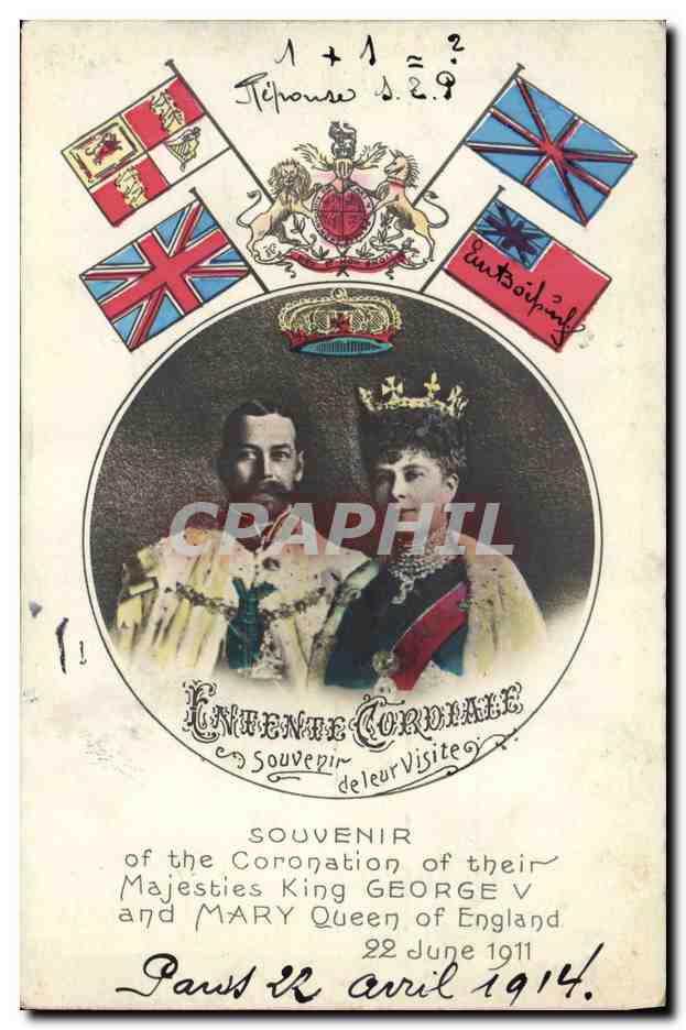 Coronation of King George V and Queen Mary — Souvenir de leur Visite — Imprimée en France