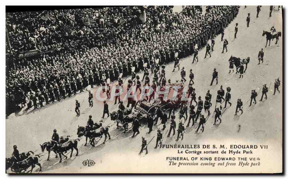 Funérailles de S.M. Édouard VII — Le cortège sortant de Hyde Park — E.D. éditeur