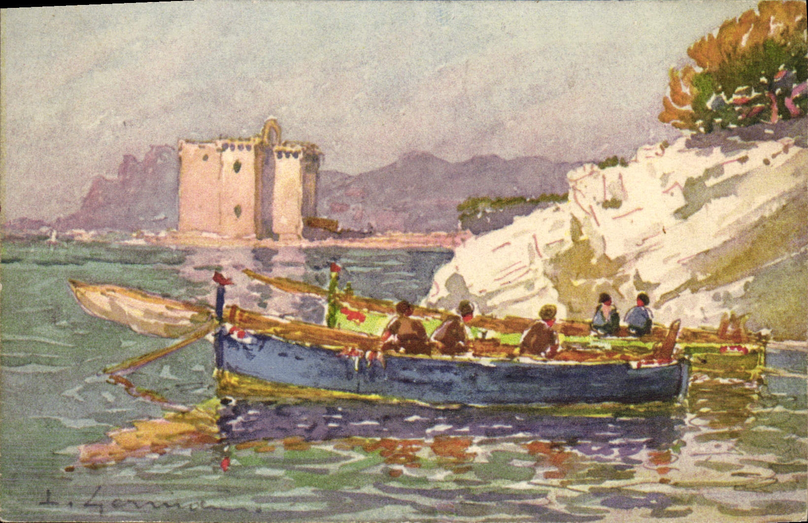 CPA Fantaisie Illustrateur Cote d'Azur Ile St Honorat