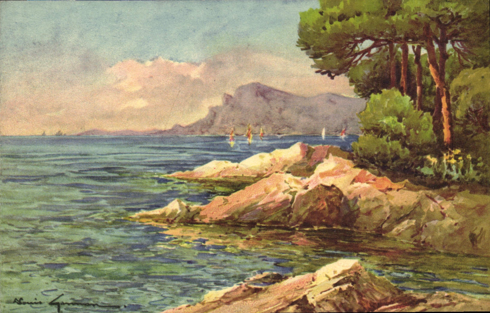 CPA Fantaisie Illustrateur Cote d'Azur