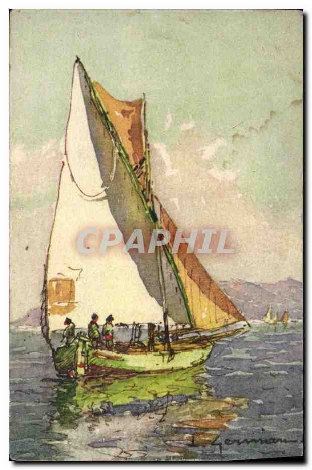CPA Fantaisie Illustrateur Cote d'Azur L'Esterel Bateau