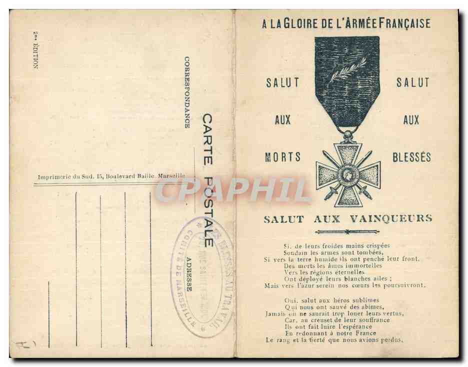 Salut aux Morts, aux Blessés, aux Vainqueurs — Imprimerie du Sud, 15, Boulevard Baillet, Marseille — 2e Édition